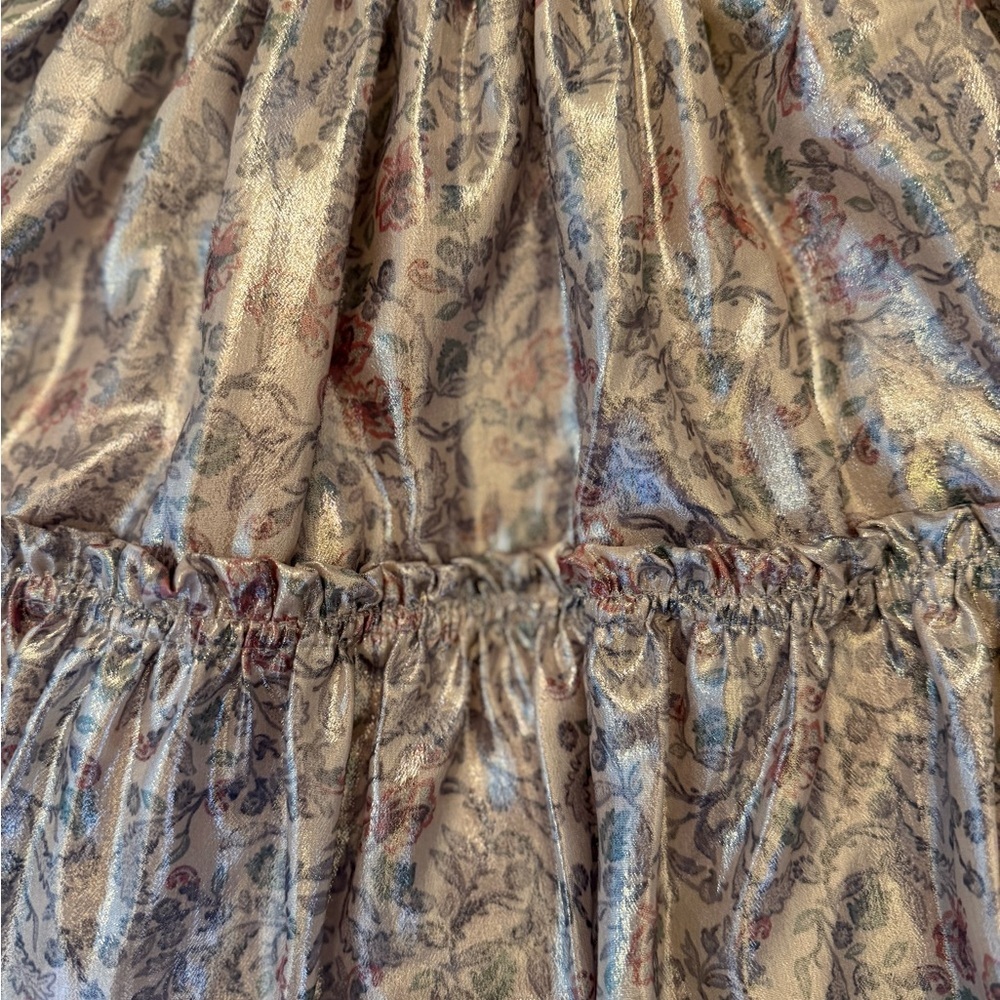 Free People “In A Bubble” Metallic Tiered Mini Skirt. EUC - - Picture 4 of 14